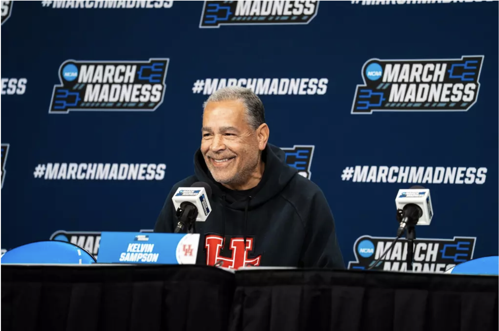 Houston basketball head coach Kelvin Sampson at March madness / NCAA Tournament 2025 (Photo credit: Houston Athletics)